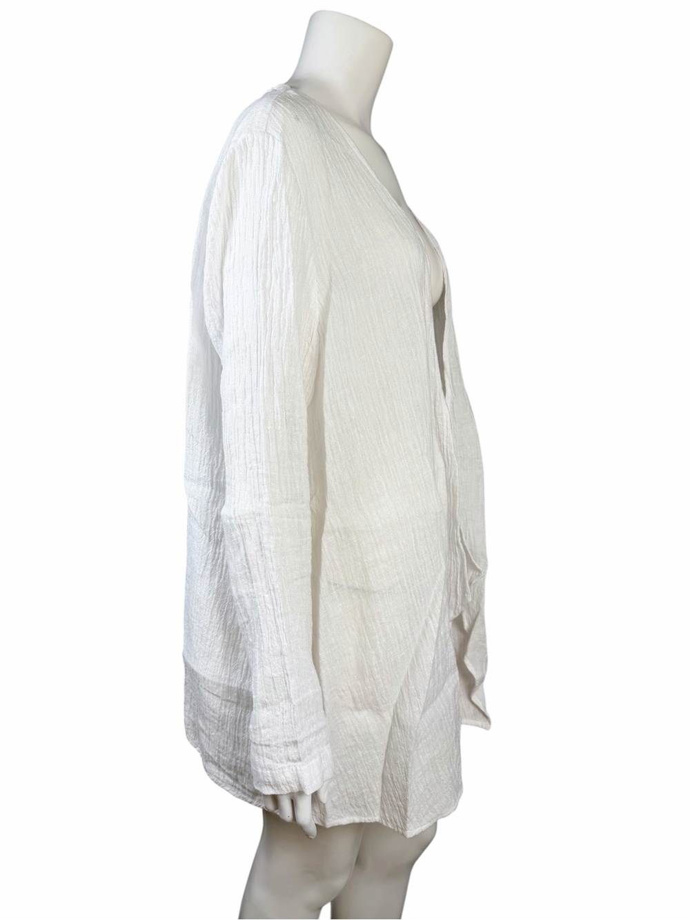 Pure Jill White Linen Open Front Beach Cover Up Cardigan M - Picture 3 of 12